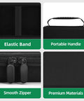 Durable Hard Case For HF96V HF96 Thermal Imaging Camera With handle strap, close-up of elastic band, handle, zipper, and materials