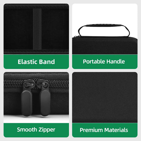Durable Hard Case For HF96V HF96 Thermal Imaging Camera With handle strap, close-up of elastic band, handle, zipper, and materials