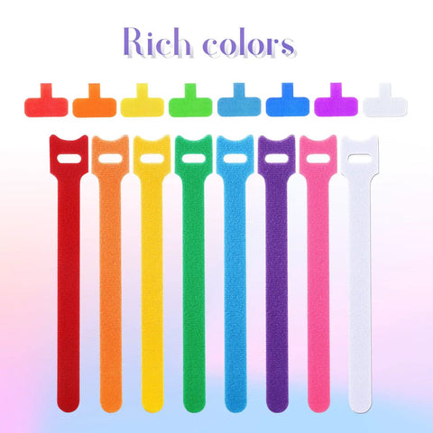Colorful reusable fastening ties from 48 Piece Cable Labels And Ties Cord Organizer Kit for home office electronics.