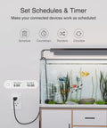 Smart WiFi Plug Outlet With Alexa And Google Home Support connected to aquarium with schedule timer displayed