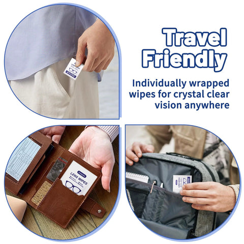 Eyeglass lens wipes, pre-moistened and individually wrapped; travel-friendly, 500-count