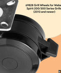 Close up of durable locking caster wheel for gas grills, measuring 2 7/8 inches wide, part of Level Up Your Weekend Cookout Routine With These Hella Durable Locking Casters Optimized For Up Front Control Gas Grills Smooth Rolling Replacement Wheels For Spirit Series Families.