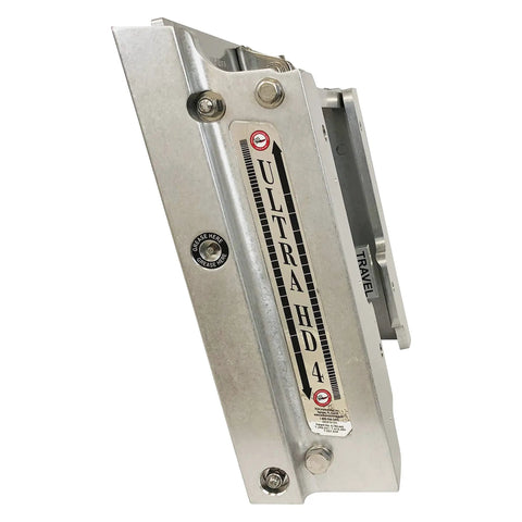 Tough As Nails Hydraulic Boat Jack Plate With 4 Inch Setback And 7.5 Inch Lift Aircraft Grade Aluminum silver finish side view