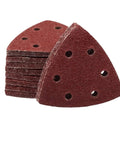 Get A Serious Grip With This 90 Piece Set Of Triangle Sandpaper Discs Featuring Hook And Loop Backing Plus Dust-Venting Holes stacked triangular sandpaper discs