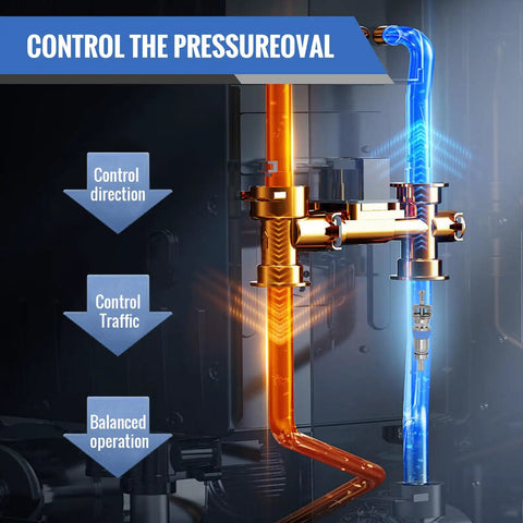 Diagram showing High Pressure Valve Core For R410 R32 R22 With Teflon Seal HVAC Replacement Part controlling refrigerant flow in system.