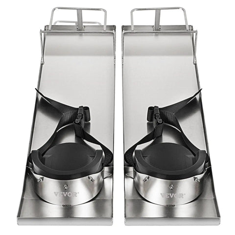 Heavy Duty Concrete Knee Board Sliders Set For Pro Grade Concrete Finishing, 30 By 8 Inch Stainless Steel Kneeboards With Knee Pads, Straps