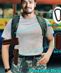 Man with backpack showcasing portable design for Bushcraft Hand Auger Wrench For Survival And Camping, features mountaineering buckle.