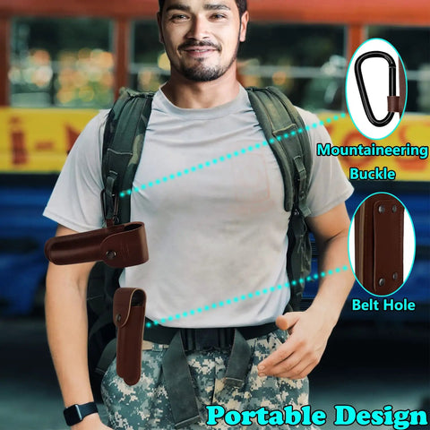 Man with backpack showcasing portable design for Bushcraft Hand Auger Wrench For Survival And Camping, features mountaineering buckle.