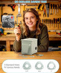 Heavy Duty Nema 14-50R EV Charging Outlet Box With Copper Contacts And Solid Brass Terminals For Straight Up Reliable Power Delivery No Fuss Drilling Required showing installation tools and options.