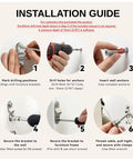 Installation guide for Heavy Duty Furniture Anchors, 304 Stainless Steel brackets with steps for securing to wall for safety.
