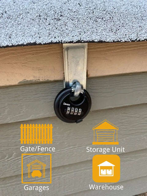 Rugged Outdoor Combination Disc Padlock With Four Digit Code Heavy Duty Weatherproof Rustproof Lock For Storage Units Gates Fences And Trailers Black Three Eighth Inch Shackle