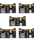 Pack of 5 Dual 3.3V and 5V Power Supply Module for MB102 Breadboard Prototyping USB or 6.5 to 9V DC Input Under 700mA Max Output