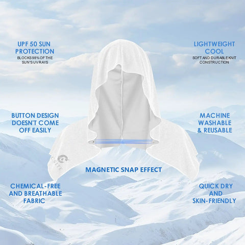 3 Pack Cooling Hoodie Towels For Neck And Face With UPF 50 Sun Protection and instant cooling features displayed