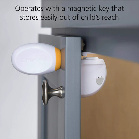 Adhesive Magnetic Cabinet Locks Set With 16 Locks And 4 Keys White Finish No Tools Needed For Most Cabinets Easy Install With 3M Adhesive Security For Kid Safe Childproofing Kitchen Dresser Pantry