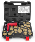 Air Powered Brake Caliper Wind Back Tool Kit With 23 Adapters And European Plug, 24-Piece Disc Brake Piston Rewind Set in case