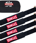 Beefed Up Axle Tie Down Straps Set, 4 Piece Kit with 2 X 38 Inch Heavy Duty Straps, Carbon Steel D Rings, Black