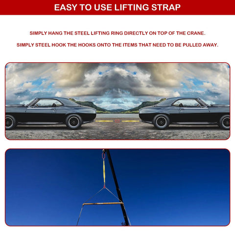 Vigtayue lifting slings with hooks, two-leg bridle web sling, polyester; 3.3 ft, 13227 lb capacity; two-panel view