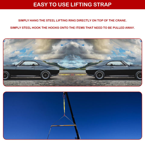 Heavy Duty Web Sling Built Tough 3.3 Ft Single Leg Strap For Lifting Up To 6600 Lbs With G80 Steel Hook Polyester Construction hoisting