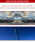 Heavy Duty Polyester Bridle Lifting Slings With Durable Hooks, 3.3 Feet Two Leg Rigging Strap lifting equipment with crane against blue sky.