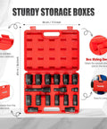 Beefy Half Inch Drive Metric Impact Socket Set With 43 Piece Deep And Shallow Assortment 8mm To 32mm in red storage case