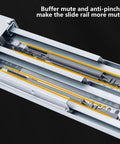 Extra Heavy Drawer Slides For Cabinets Offering Soft Closing Buffer Shock Absorption Dead Silent Cushioning A Smooth Operator Glide No Noise Vibes with yellow buffer mutes.