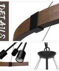 Detailed view of 31.5 Inch Farmhouse Chandelier With Rustic Wagon Wheel Silhouette in Vintage Rust and Black Finish.