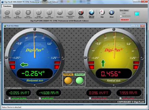 Hot Shot 6 Inch 2 Axis Digital Master Precision Level And Wireless Inclinometer display showing dual-axis tilt readings.
