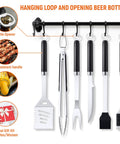 Stainless Steel 19 Piece BBQ Tools Set With Tongs Spatula Fork Knife Basting Brush Cleaning Brush 6 Corn Forks