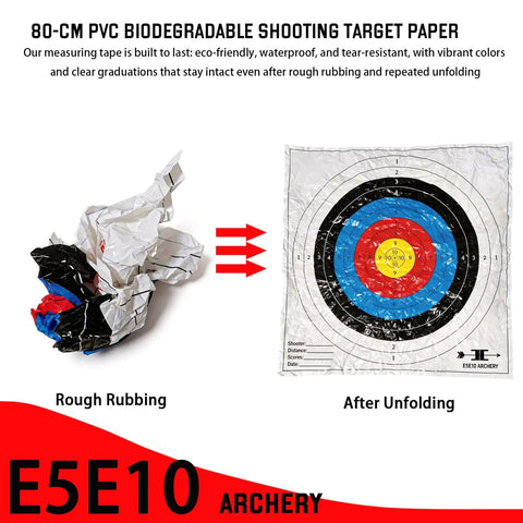 20 Pack Degradable Archery Targets Paper Made From Starch-Based Plastic, Standard 10 Ring Target, crumpled and flat forms