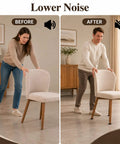 Self Adhesive Furniture Sliders For Carpet And Hardwood Floors 2 Inch Diameter Peel And Stick Floor Savers 16 Pack Glides Heavy Couches Like A Cinch Keeps Your Planks Scratch Free Always. Woman straining to move chair before, man effortlessly moving chair after.