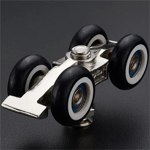 Barn Door Rollers 2 Pack Heavy Duty Silent Glide Tracks For Cabinets And Balconies Rock Solid Wheeled Pulleys close up view