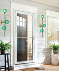 Dope Gold Long Strip 3 Light Globe Vanity Wall Sconce With Green Glass Shades Minimalist Mirror Bathroom Lighting indoors