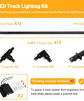 40Ft H Type Track Lighting Kit In Black With Floating Canopy Connector End Caps Live End Feed T Connector And L Connector For Single Circuit