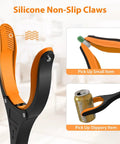 Front view of REWKCY 32-inch foldable reacher grabber tool with orange silicone non-slip jaws (2-pack)
