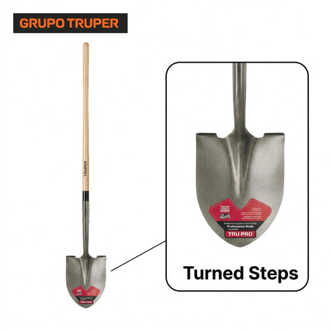 Pro Grade Round Point Shovel With Extended Socket For Maximum Strength And Durability 48 Inch Wood Handle Heavy Duty Digging And Landscaping,