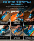 Bozuki Cordless Electric Scissors Rechargeable 4V Box Cutter For Cardboard And Fabric Rotary Shears cutting through cardboard and fabric.