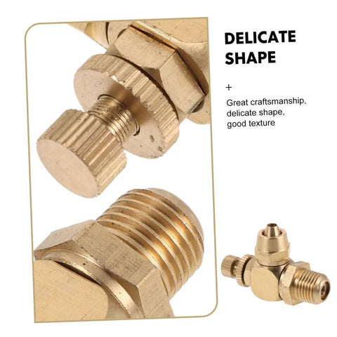 Adjustable NPT Pneumatic Valve With Brass Flow Control for Auto Doors and Vehicle Air Systems, One Quarter Inch Male Thread to 8mm Push In Tube Fitting, Easy Install, Pro Grade Air Regulator for Automotive Pumps close-up brass threaded fitting