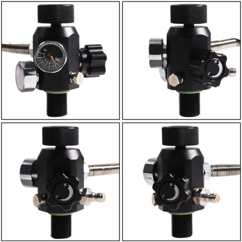 High Pressure Fill Station 4500 PSI with Dual Gauge and 20 Inch Hose for Scuba DIN Tank Adapter M18 x 1.5 Thread close-up