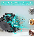 Bottom view of Compact Robotic Vacuum With Beast Mode Suction And Quiet Operation highlighting suction power for pet hair removal.