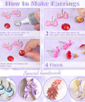 DIY guide for making earrings using 600 Piece Stainless Steel Earring Post And Back Set For Do It Yourself Jewelry Making Dope Hypoallergenic Silver And Gold Posts With Rubber Backs Includes 4mm And 6mm Posts And 200 Backs, showing glue application and finished results.