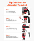Steps for using Height Adjustable Tree Climbing Spikes Set With Straps And Protectors, showing easy strap and spur attachment.