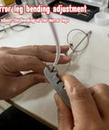 Using Eyeglass Frame Adjustment Kit With 3 In 1 Screwdriver Tool For DIY Glasses Repair Curvature Bender Temple Arms And Nose Pads Adjuster Tighten Loose Frames At Home In A Jiffy to adjust eyeglass temple arms.