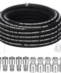 Frienda 3/8 in x 50 ft hydraulic hose with 10 JIC 37° female and NPF male fittings, steel braided, 4800 psi