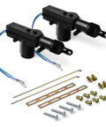 Two Wire 12V Power Door Lock Actuator Kit shown with components, includes heavy duty universal actuators for most vehicles.