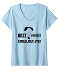 Paramotor V Neck Tee For Powered Paragliding Fans Best Powered Paraglider Ever Graphic Tee Lightweight Cotton Classic Fit