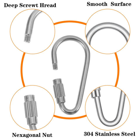 15 Pack Small Locking Carabiners With Twist Lock For Keychains And Leashes Stainless Steel D Ring Clips with detailed features