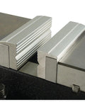3 Inch Soft Vise Jaws With Removable Magnets For Easy Cleaning V Groove For Round Objects Includes Two Aluminum Jaws mounted on a vise