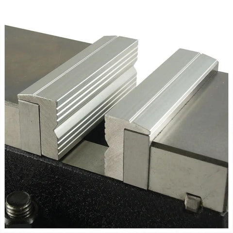 3 Inch Soft Vise Jaws With Removable Magnets For Easy Cleaning V Groove For Round Objects Includes Two Aluminum Jaws mounted on a vise