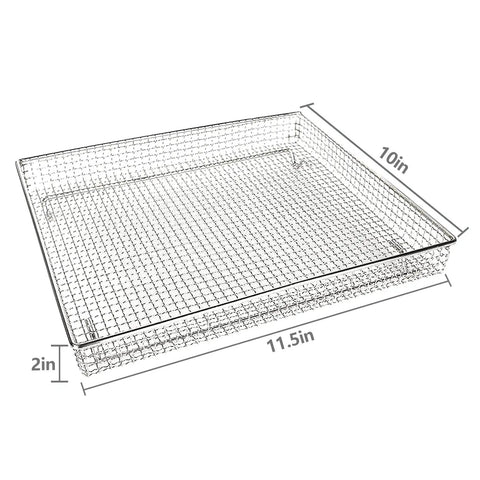 Stainless Steel Air Fryer Basket For TOA 60 65 Series, Food Grade Replacement Accessory, 11.5x10x2in dimensions shown