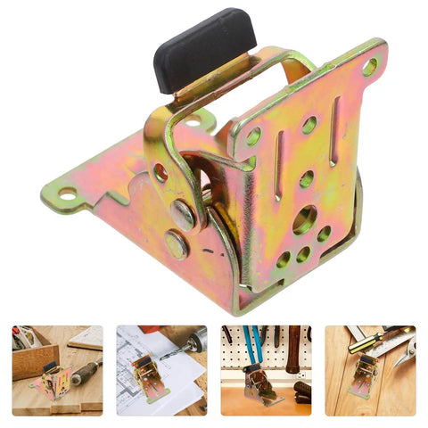 Close-up of 4 Pack Self Locking Folding Hinges For Tables And Cabinets Heavy Duty Iron Hardware In Golden Color showing intricate details